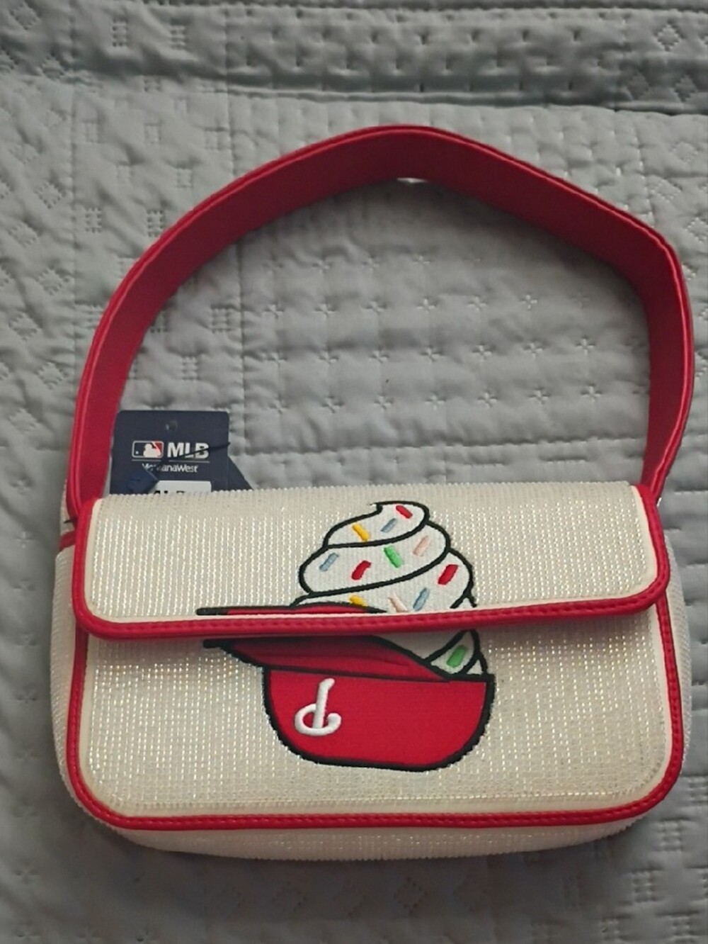 Philadelphia Phillies Shoulder Bag with Red Trim and Multicolor Sprinkles